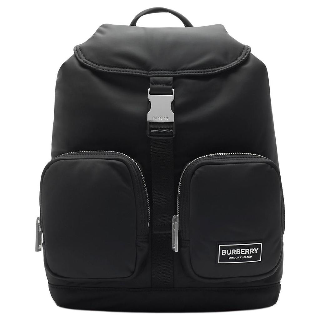Burberry Nylon Backpack Black Drawstring Flip Cover Travel Rucksack with Multiple Pockets for Men Women Daily Commute School 80939601