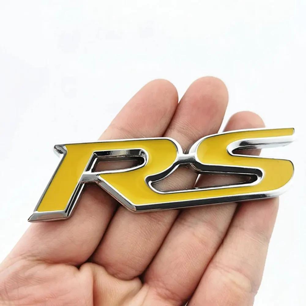 3d Metal RS Sticker Letters Logo Car Front Grille Rear Trunk Emblem Badge For Car Sport RS Sticker Acceessories