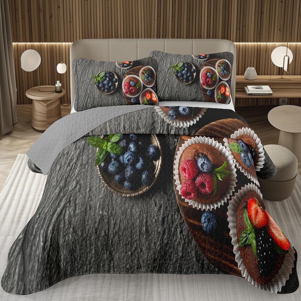 Покрывало с черникой размера кинг, твин, Гавайское летнее тропическое фруктовое покрывало для декора комнаты мальчика/девочки, Двустороннее стеганое постельное белье