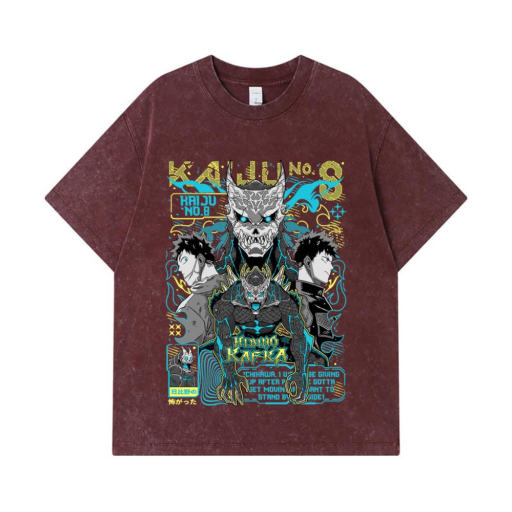 275 GSM Washed T-shirts 100% Cotton Kaiju No 8 V20 Kafka Print Unisex Heavy Cotton T Shirt