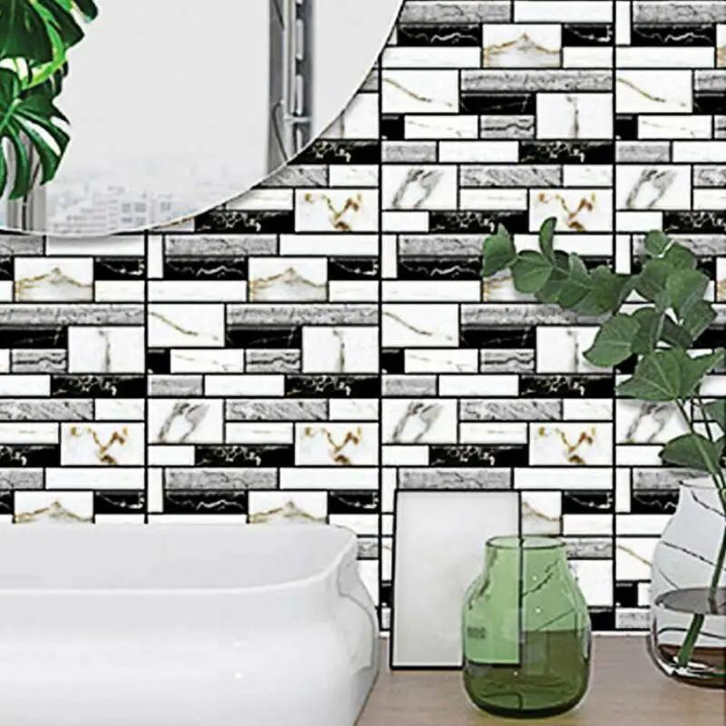 10 шт. Самоклеящаяся наклейка на плитку, на стену, Домашний декор, 3D ПВХ наклейки-покрытия для кухни, шкафа, ванной комнаты, Водонепроницаемые обои