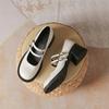 Spring and Autumn Women Shoes Small Leather Shoes Mary Jane Patent Leather Round Head Thick Heel Buckle Strap Single Shoes 2024