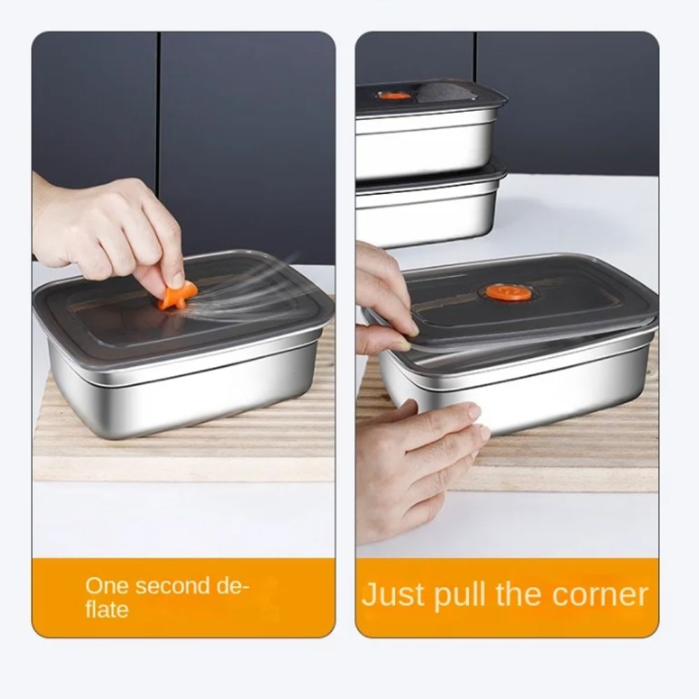 Stainless Steel Camping Lunch Box Sealed Microwave Suitable Leak-proof Large Capacity Refrigerator Freezer Storage Box