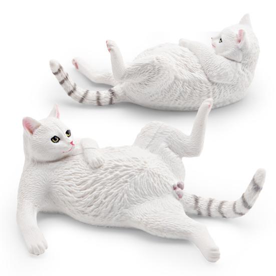 Simulated Lying Orange Cat Model PVC White Cat Figurine Statue Sculpture Decoration Ornament Kids Educational Animal Toy