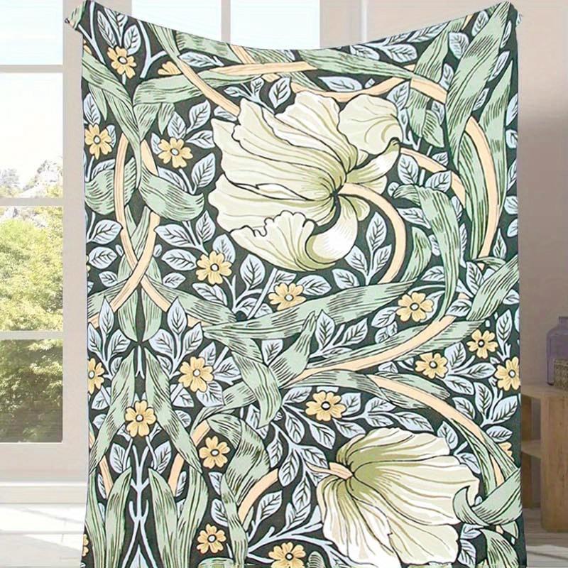 1pc Abstract Flowers Print Blanket, Soft Warm Throw Blanket Nap Blanket for Couch Sofa Office Bed Camping Travel, Multi-purpose Gift Blanket