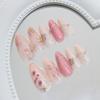 Cat's Eye Gilt Flower White Sweet Versatile Medium and Long Almond Nail Removable Manicure 24 Pieces