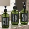 3pcs 500ML Round Bottles Green /Amber Lotion Bottle Plastic Soap Dispenser Portable Shampoo Conditioner Dispensers with 6 Labels