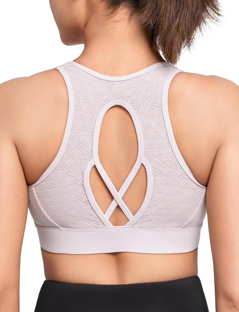 Yvette Sports High Plus No Integrated Sports Size Pink Women's Non-Slip Bra, Front-Opening, Support, Size, Racerback, Wire, Cup, Sweat-Wicking,