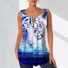 Women's Fashion V Neck Shirts Casual Tops T-shirt Ladies 3D A Mighty Tiger Print Vest Plus Size Sleeveless Blouse Tank Tops