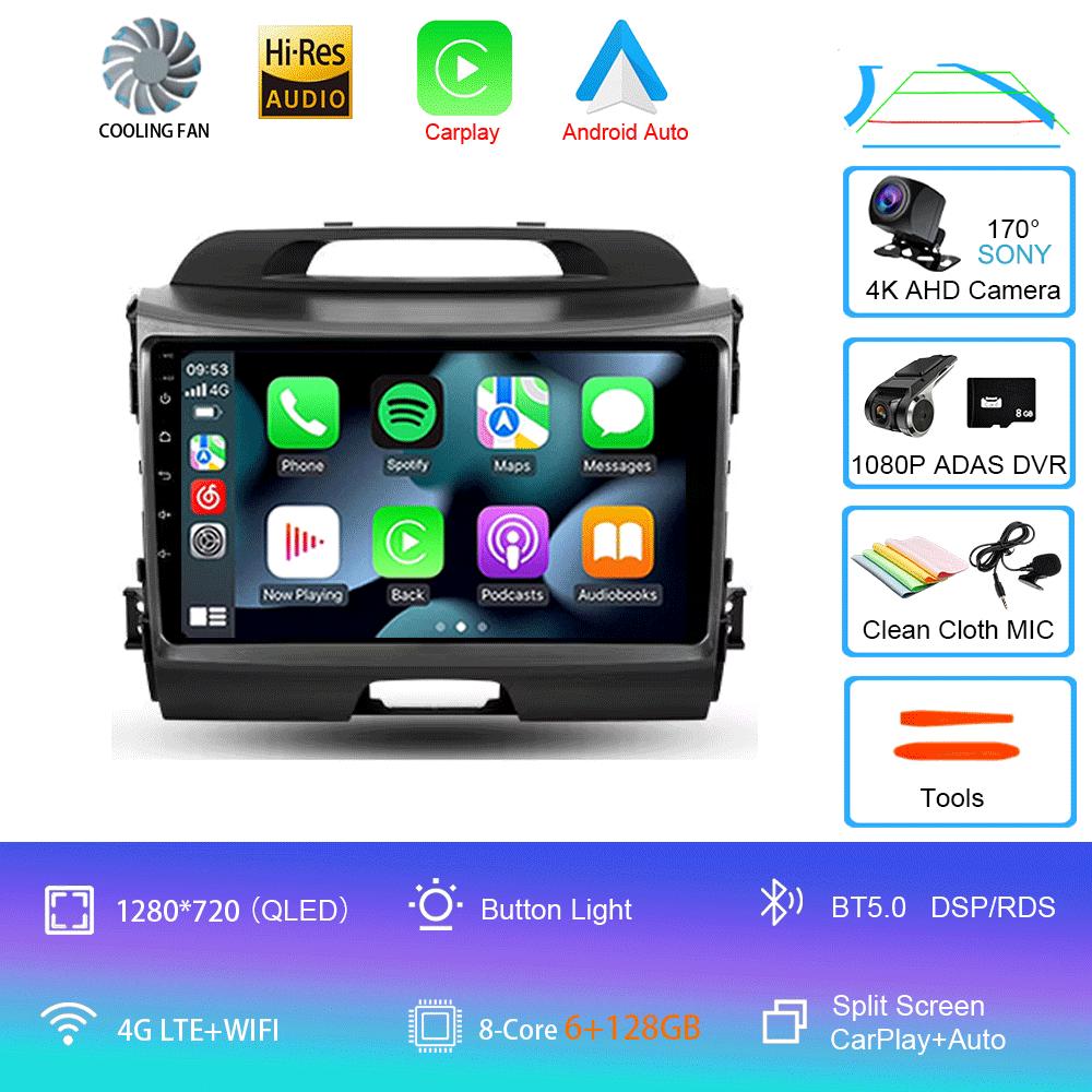 Для KIA Sportage 3 2010-2015 2016 Автомагнитола Android 14 Беспроводной CarPlay Auto 4G+WIFI Мультимедийный Видеоплеер GPS 2din Автомагнитола