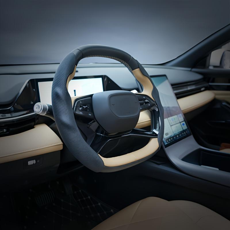 Ультратонкая влагопоглощающая оплетка на руль из ПУ кожи - Противоскользящая, Для всесезонного использования, Защита от пота, Стильный интерьер, Гладкая текстура, Противоскользящее сцепление