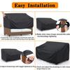 2/3 Seater Patio Sofa Cover | Black 210D Oxford Fabric with Handles and Bottom Drawstring, All Season Protective Cover for Garden,