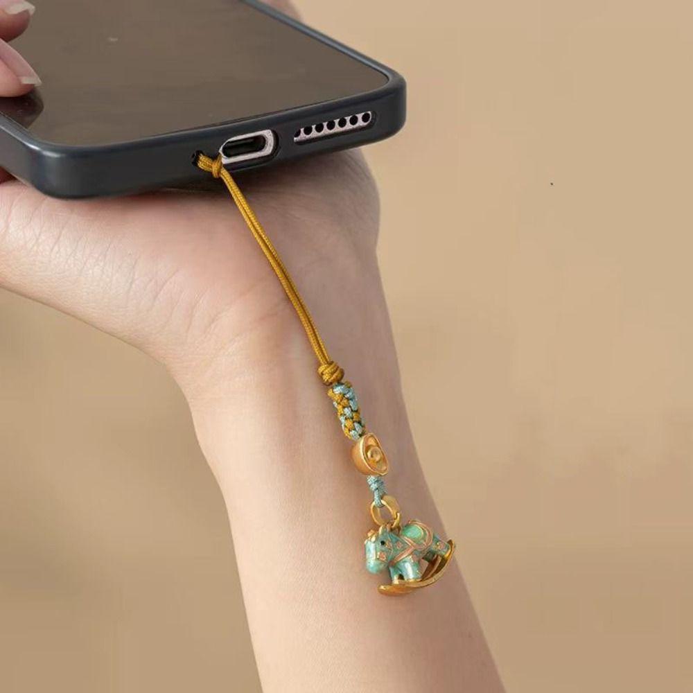 Chinese Style Zodiac Hors Phone Lanyard Anti Loss Mobile Phone Case Keychain Bag Pendant