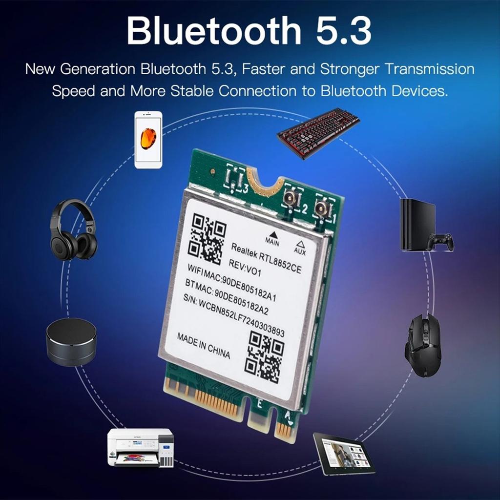 WiFi 6E RTL8852CE M.2 Сетевая карта 5400 Мбит/с 802.11AX BT 5.3 Беспроводной адаптер Трехдиапазонный 2,4/5/6 ГГц для 10/11