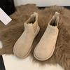 Модные женские зимние ботинки Новые теплые хлопковые ботильоны на плоской подошве Обувь Повседневные плюшевые однотонные короткие ботильоны для женщин