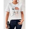 Women T-Shirts Fashion Simple Women's Face Print Tees Casual Soft Short Sleeve Tops Loose Comfortable Street Clothes