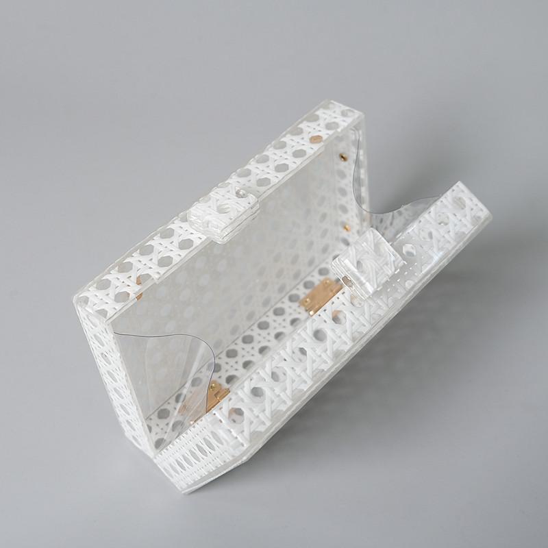 Новые модные сумки, модные женские сумки, белые однотонные акриловые сумки из ротанга, роскошная вечерняя вечерняя сумка, женская повседневная милая сумка-клатч в коробке