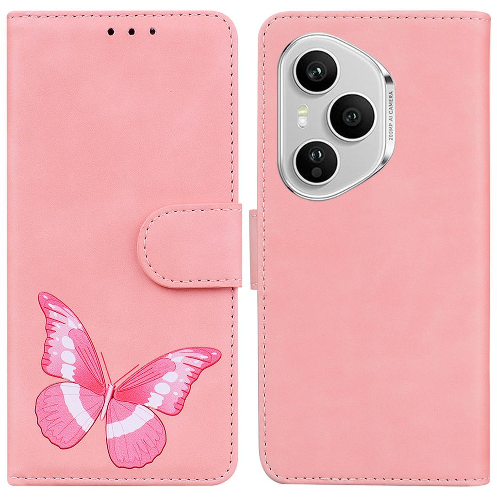 For Honor 400 Pro 5G (Global) Stand Case PU Leather Phone Cover Butterfly Printed