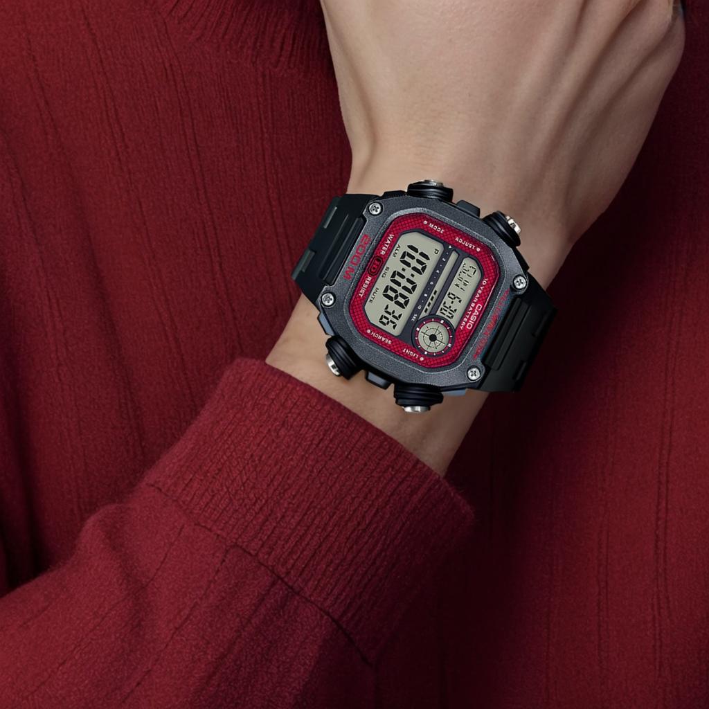 Casio Серия для молодежи Цифровые Стандартные Ретро Уличные Десять Лет Мощности Цифровые 200 метров Водонепроницаемые Спортивные Кварцевые Часы Мужские часы Красный DW-291H-1B