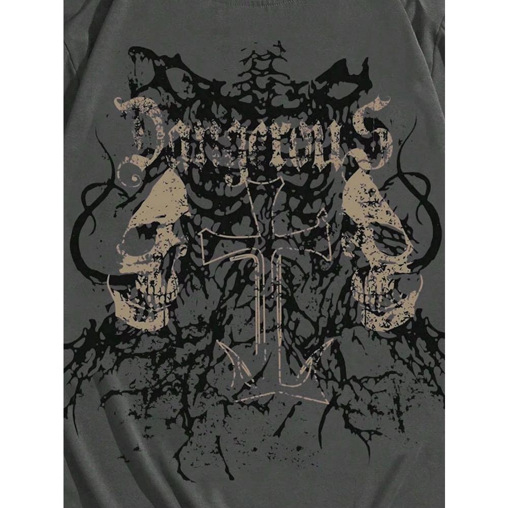 Футболка из хлопка унисекс с принтом гранж-панк-черепов для женщин и мужчин, роскошный бренд, модная футболка большого размера, повседневная классическая футболка с коротким рукавом