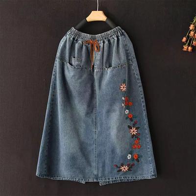 Джинсовая юбка женская летняя повседневная универсальная эластичная с высокой талией свободная юбка оверсайз тянущаяся облегающая однотонная платья