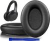 SOULWIT Sheepskin Ear Pads for Sony WH-1000XM3 (WH1000XM3) Headset, Replacement Noise-Isolating Ear Cushions, Thick Headphone Pads, Bright Black
