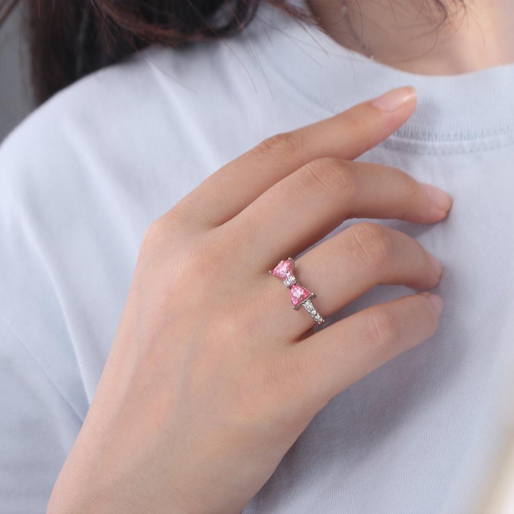 Регулируемое кольцо-бантик на палец, розовое открывающееся кольцо-бантик, красивое кольцо-бабочка, подарок