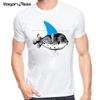 New Funny Puffer Fish and Shark Brand Fake Shark Fish Cool Printed Men's Casual T-shirt Male Retro Hipster Tops Tee