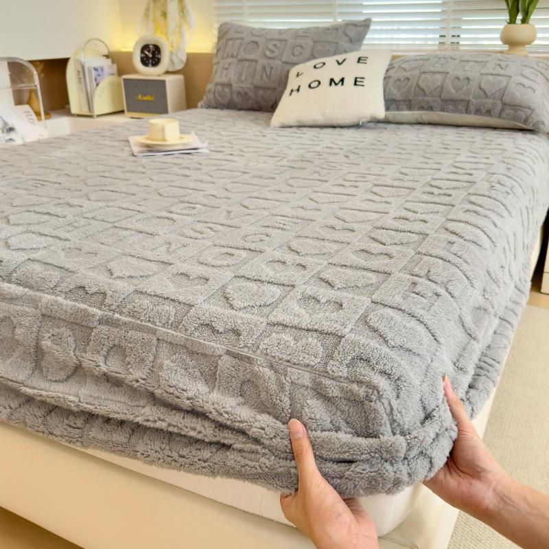 Winter Warm Fitted Bed Sheet Taff Velvet Fleece Bed Linen Single/Double/King/Queen Size Plush Mattress Cover Thick Bed Cover