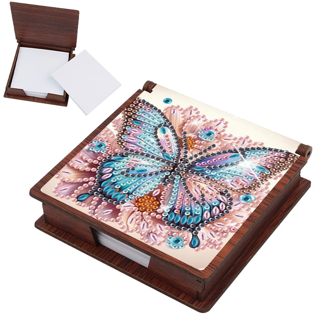 Wooden DIY Diamond Painting Kit Note Box Contains 160 Sheets of Paper Memo Paper Storage Box Diamond Art for Office Desk
