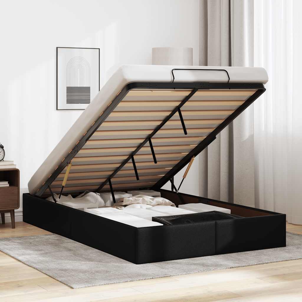 Ottoman Bed without Mattress Black 120x200 cm Faux Leather