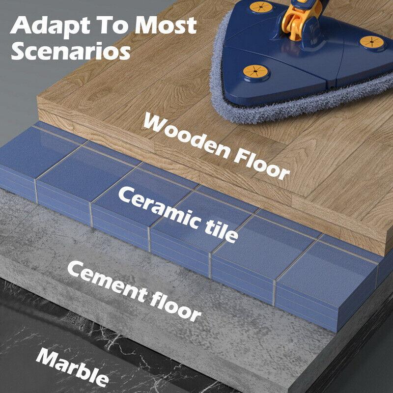 Треугольная швабра, вращающаяся на 360 °, выдвижная регулируемая чистящая швабра для пола из плитки в ванне