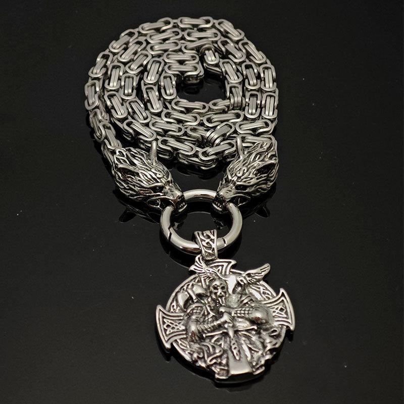 Норвежский Викинг Винтаж Ворон Один Томагавк Голова Волка Ожерелье Мужская Цепочка из Нержавеющей Стали Ювелирные Изделия в Норвежском Стиле