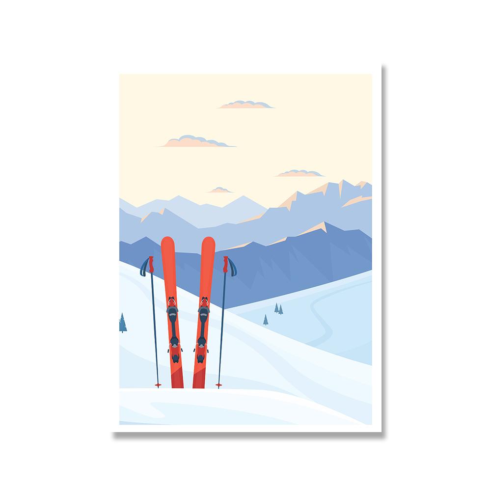 Винтажный плакат для лыжного подъемника, Настенный декор для катания на лыжах, зимний горный пейзаж, холст, картина, принт, снежная панорама, изображение для гостиной