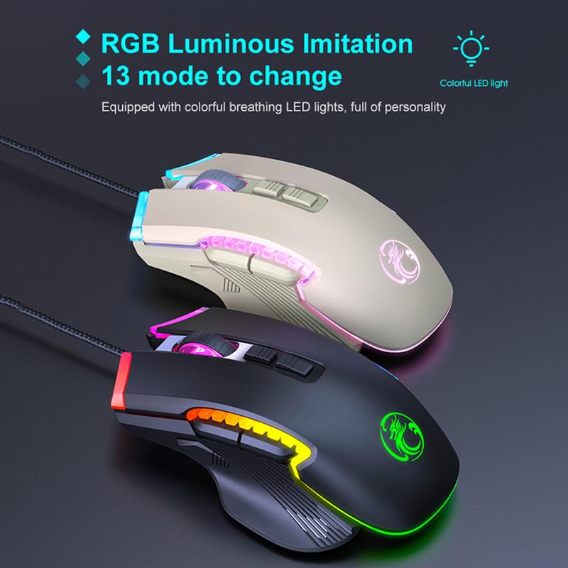 iMICE T70 Game Mouse 8D RGB Programmable Mice For Game Office Glowing 7200 DPI Gaming USB Wired 8 Buttons