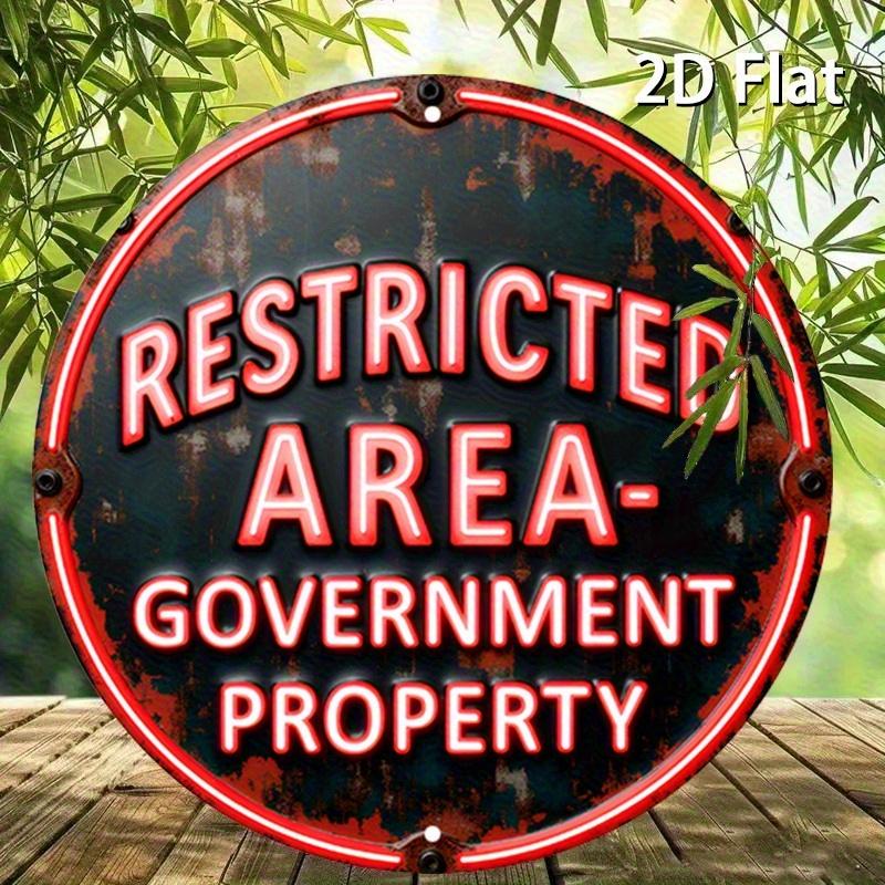 2D Flat 20*20 см 1 шт., ограниченная зона, государственная собственность, деревянная предупреждающая подвеска, красно-черный неоновый коррозийный дизайн, вывеска, идеально подходит для правительства