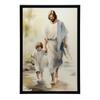 Jesus Walking With Child Jesus Walking With Child, 50X70 Cm, Unframed, Premium Canvas On Stretcher