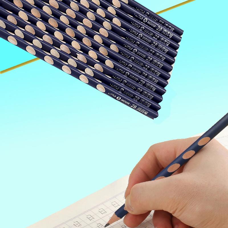 30 шт. деревянных карандашей 2B с отверстием, треугольная ручка, стержень, инструмент для коррекции, канцелярские принадлежности для студентов