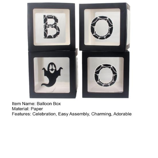 4 шт. коробка для воздушных шаров на Хэллоуин, прозрачная коробка для воздушных шаров с привидением «Бу» для декора вечеринки в честь Хэллоуина, детского праздника, определения пола, дня рождения