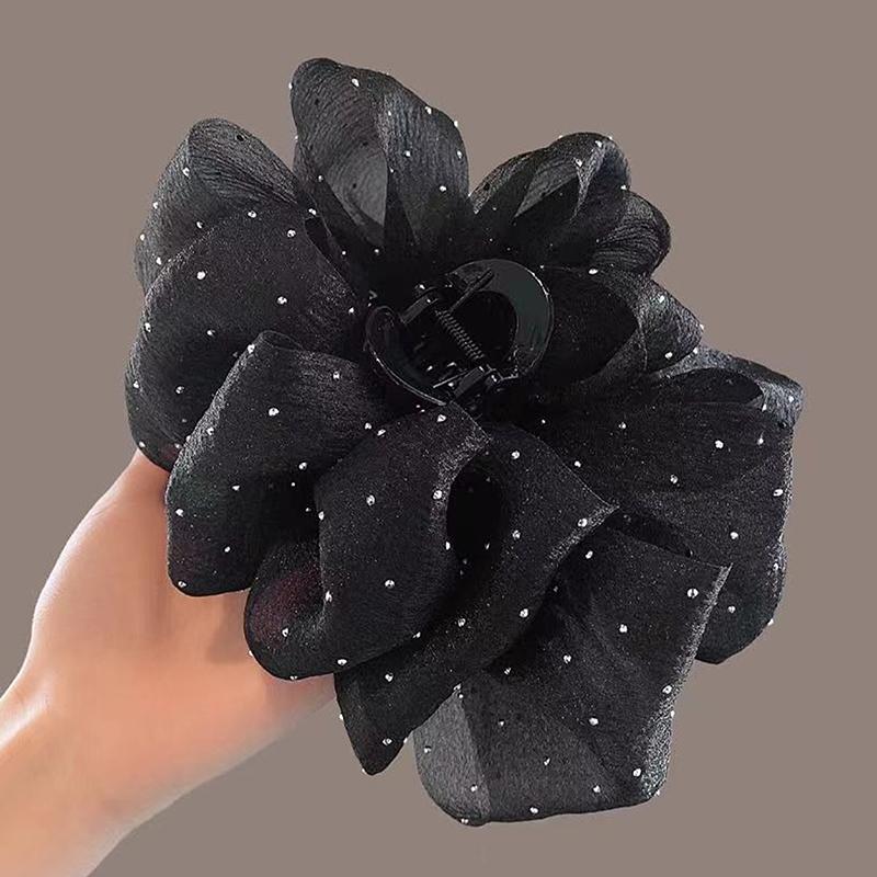 Summer Sweet Mesh Tulle Star Bubble Hair Claw Clips For Women Solid Ponytail Clip Headdress Accessories