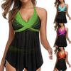 2024 New Sexy Swimwear Summer Women Tankini Sets Stripe Print Backless Halter Two Pieces Swimsuit Beachwear Swimdress Sets