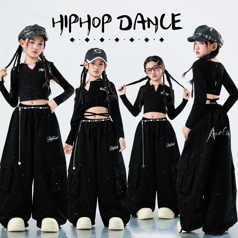 Children's jazz, jazz dance costumes, girls' performance costumes, autumn trendy and trendy navel dance performance clothes