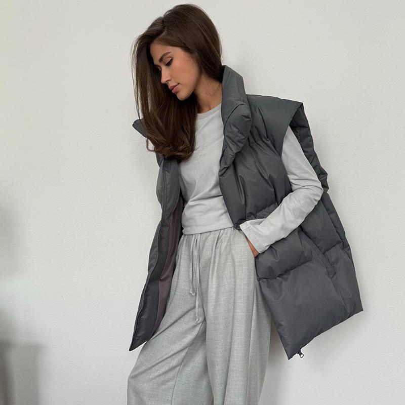 Женская зимняя теплая стеганая куртка без рукавов, свободная демисезонная куртка для женщин 2024 года, осень, новая повседневная парка, уличные куртки для активного отдыха, женская одежда