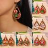 Cross-border Hollow Teardrop Wooden Christmas Earrings with Reindeer and Snowman