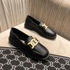 Luxury Metal Chain Oxfords Shoes Women Square Toe Loafers Black/Brown Leather Flats Mujer Mocasines Office Daily Sneakers