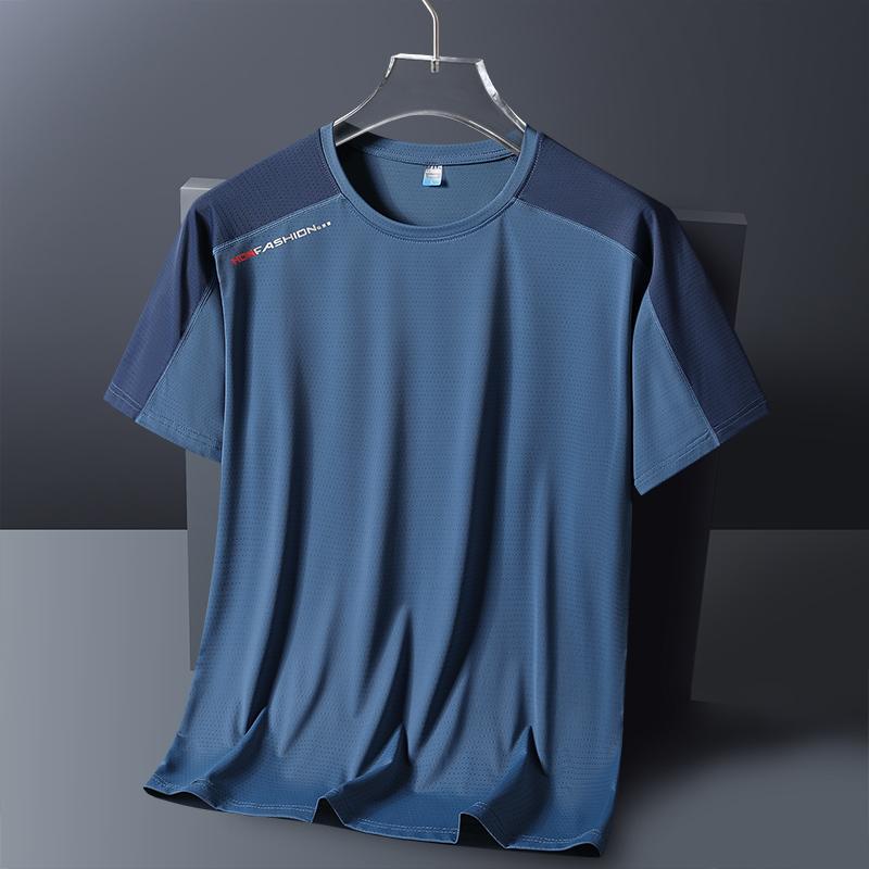 Тонкая футболка с круглым вырезом, летняя спортивная футболка для бега, цветная мужская и женская короткая футболка, повседневная, свободная, из шелка, быстросохнущая