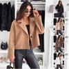 2024 Autumn Winter Women's Fashion Solid Color Woolen Suit Collar Coat