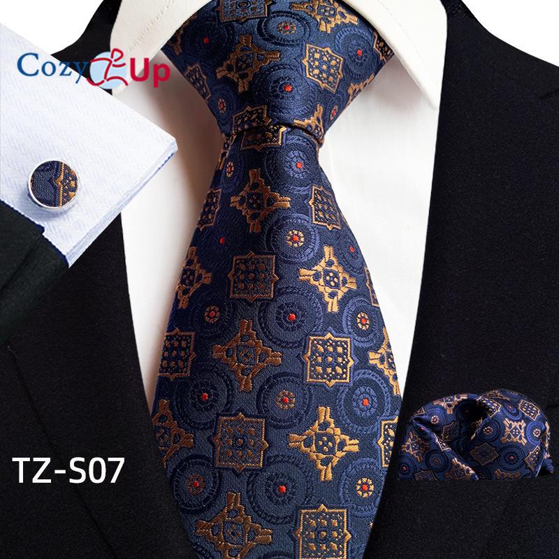 Cozy Up Набор из трех предметов, модный деловой мужской галстук с узором пейсли, включает в себя галстук, запонки, носовой платок