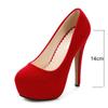 Fashion Women Pumps Fashion Flock Womens Sandals 14cm Platform Wedding Pumps Casual Thin Heels Womens Shoes