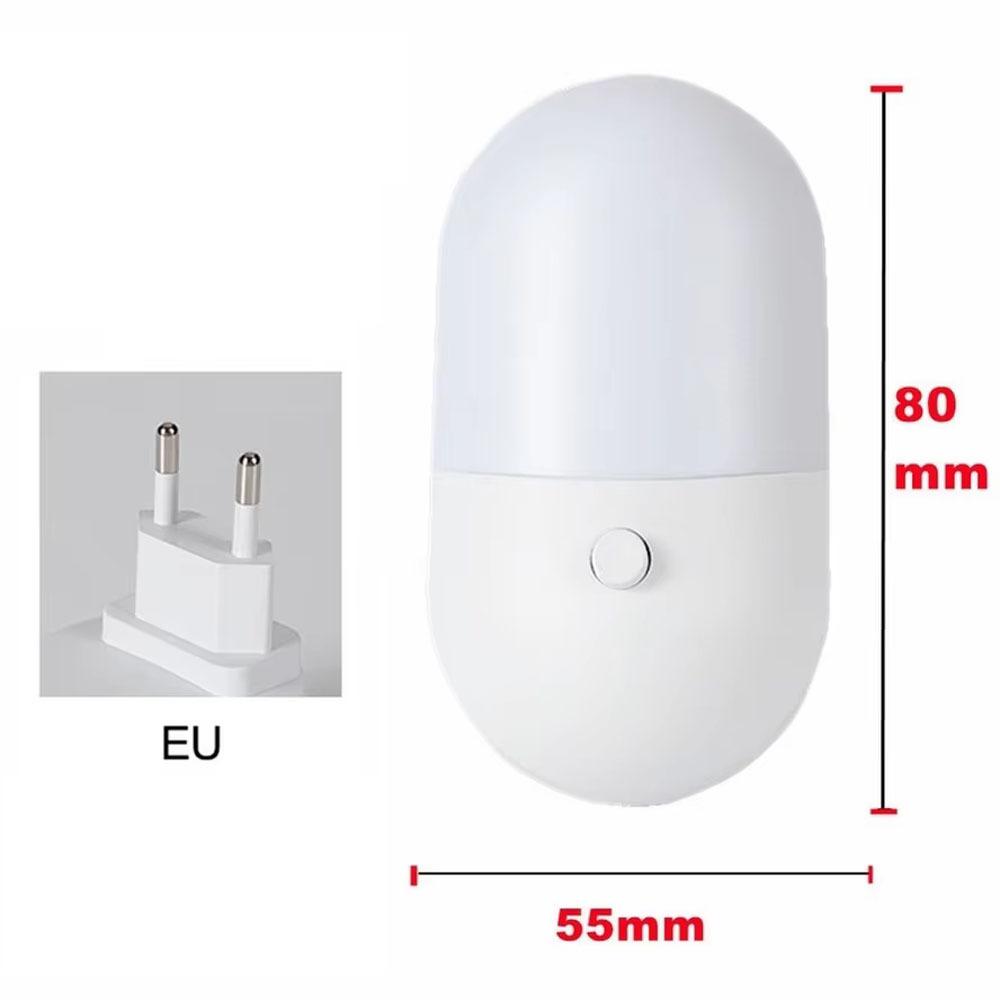 Energy Saving Night Light Plug-in LED Feeding Socket Lamp Indoor Lighting Bedroom Night Bedside Lamp EU Plug Two-color